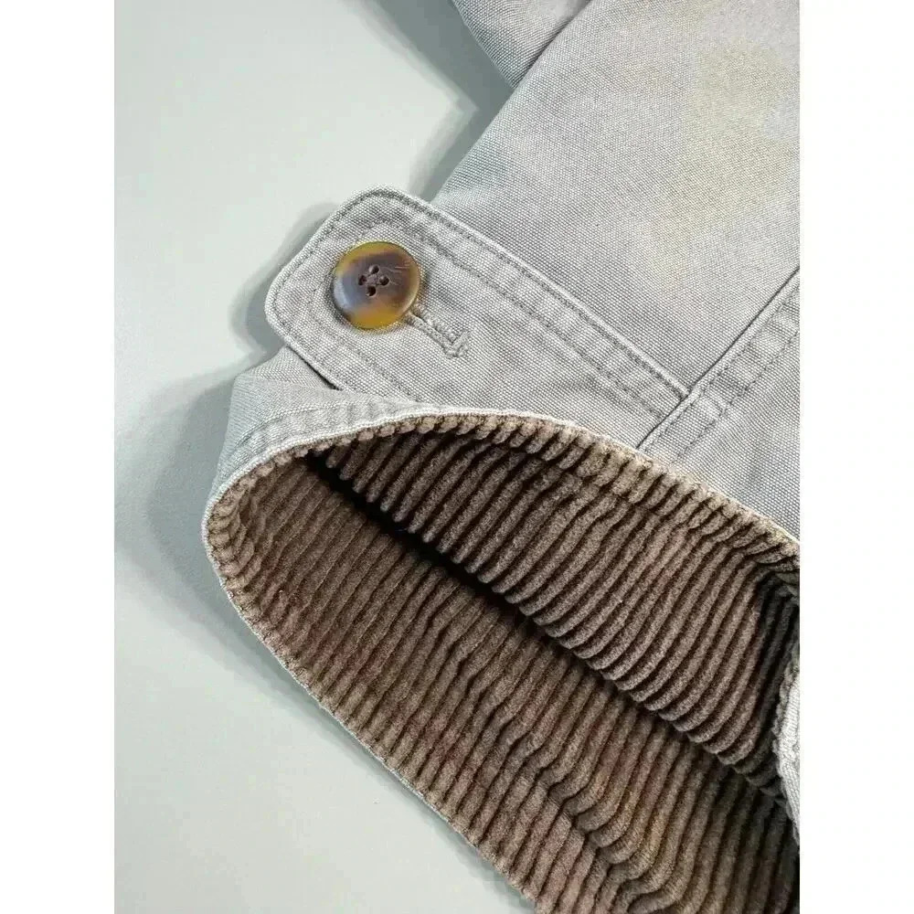 VTG Land's End Mens Chore Coat XLT Barn Jacket Field Corduroy Collar Plaid Lined - Picture 16 of 16